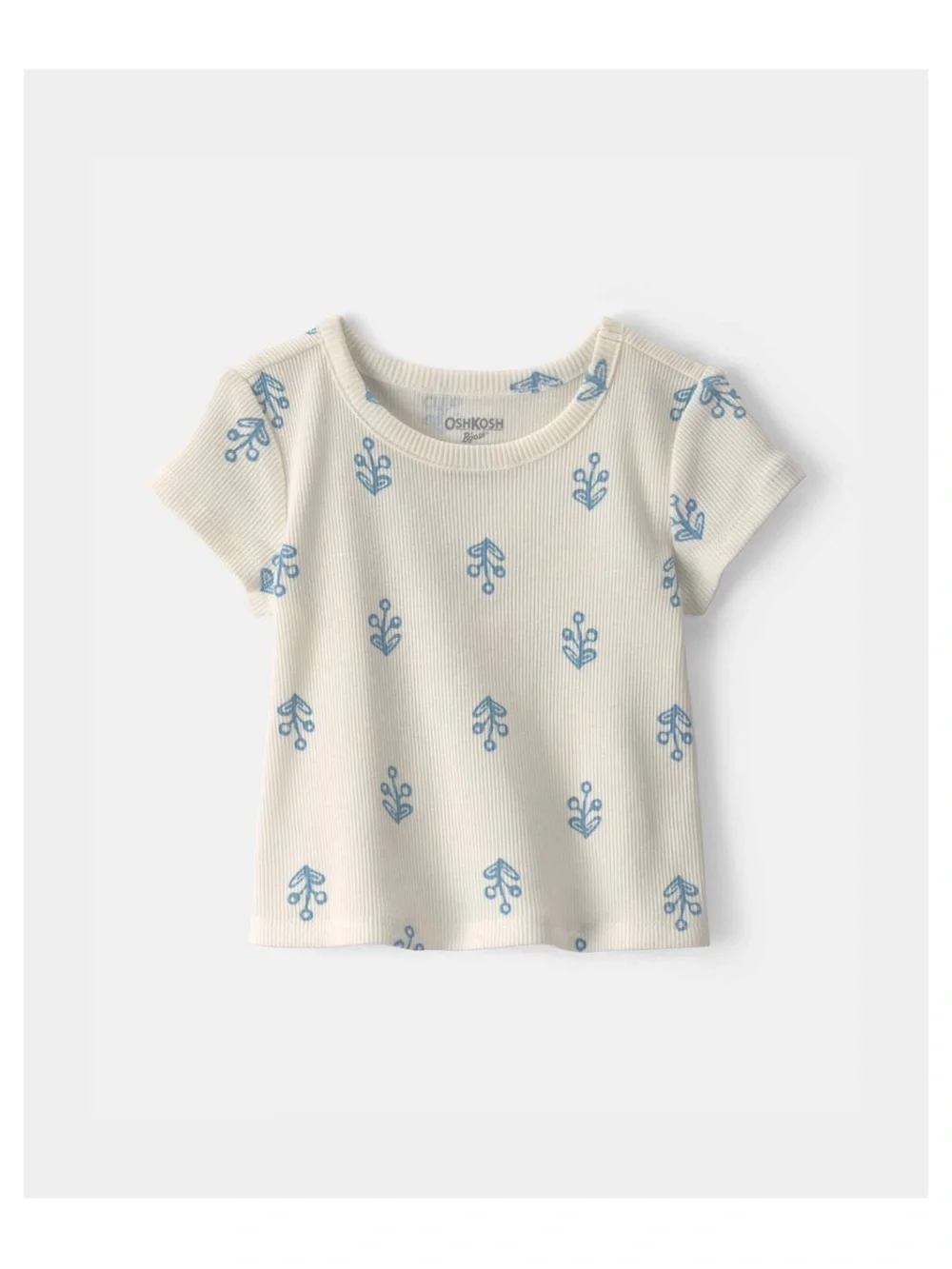 OshKosh B'gosh Baby Girl Floral Ribbed Tee - Ivory- NWT